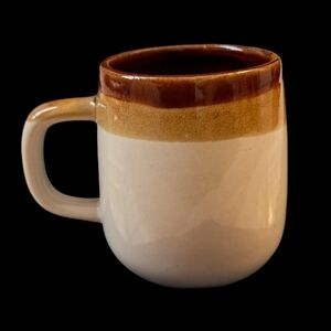 VTG Rustic Coffee Mug | Dip Glazed Ceramic | Tan Cream Brown | 1970s Stoneware